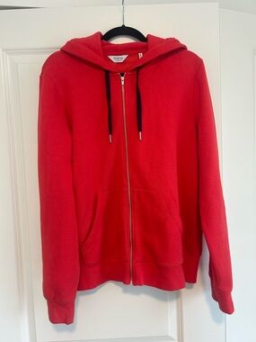 NWOT Peloton Red Zip-Up Hoodie with Blue/ Purple Drawstrings